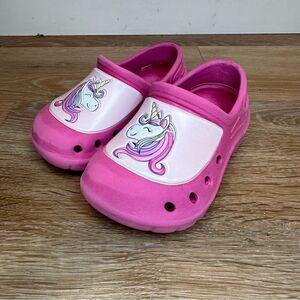 Swiggles Pink Unicorn Girls Size 5/6 Slip On Clogs